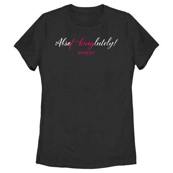 Women's Sex and the City Mr. Big Absolutely Cursive Reply  Graphic Tee Black Small