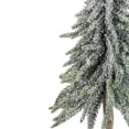 thumbnail image 2 of Northlight 14.75" Flocked Downswept Artificial Mini Pine Christmas Tree with Bark Base- Unlit, 2 of 3