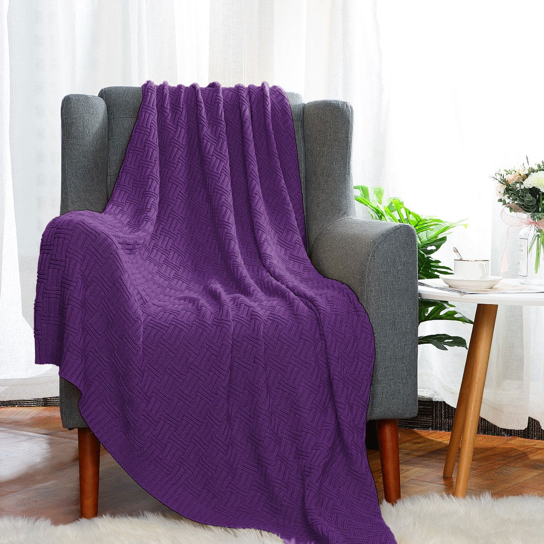 Purple sofa throw sale