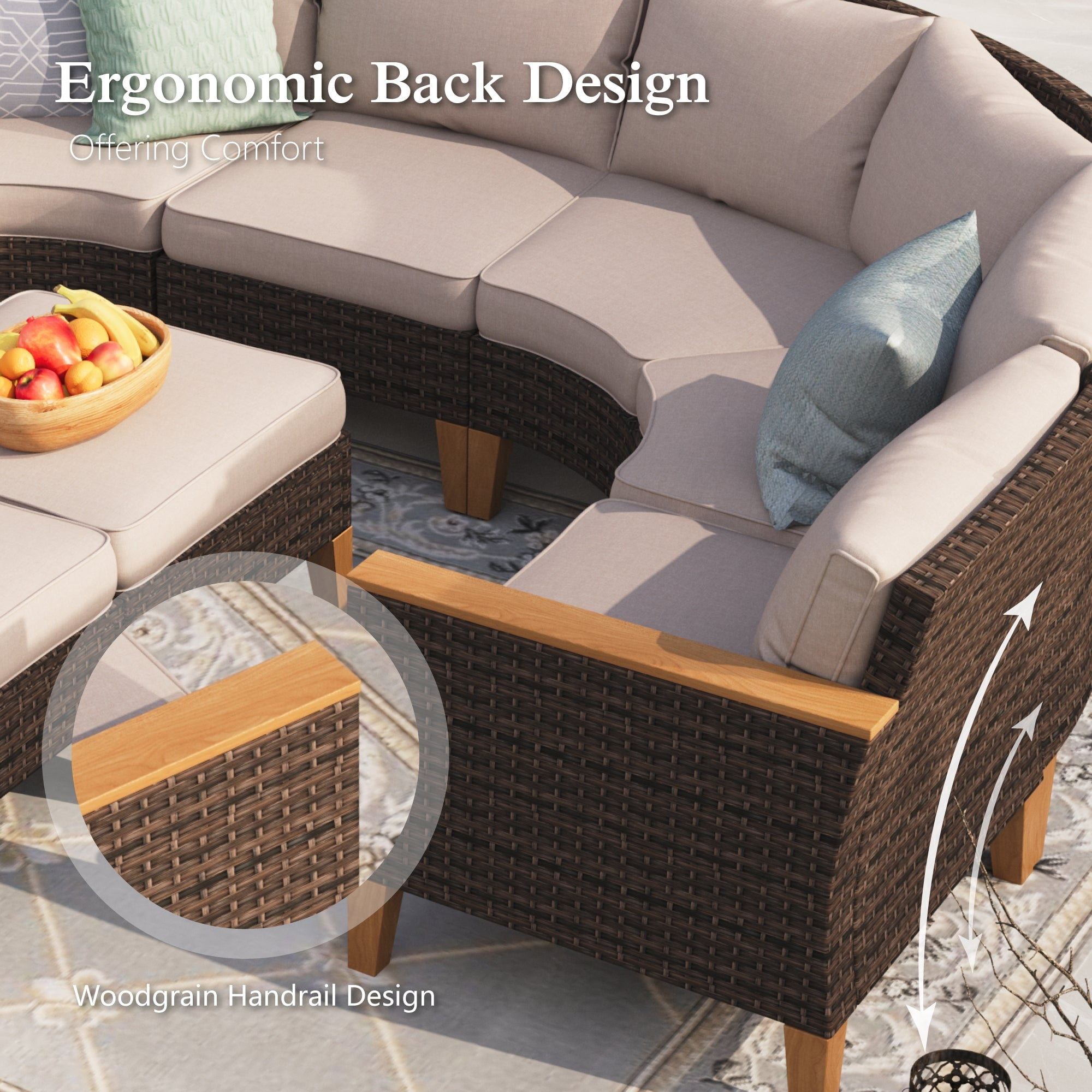 Sophia & William Wicker Patio Conversation Sofa Chairs Set of 2, Beige