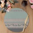 thumbnail image 3 of Turquoise Floral Round 15 Inch Placemats Set of 6, Modern Farmhouse Leaves Gray Striped HeatResistant Non Slip Place Mats for Dining Table, Wipeable Braided Kitchen Table Mats for Housewarming, 3 of 9