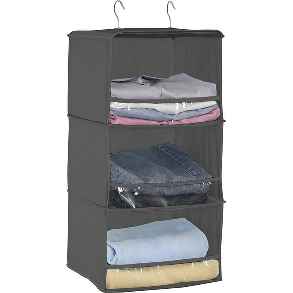 PIPETPET 3-Shelf Hanging Oxford Closet Organizers and Storage, Collapsible Closet Storage Organizer, for RV Wardrobe Camp, Hanging Organizer for Shoes Toys Baby Clothes