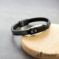 thumbnail image 3 of 555Jewelry Braided Stainless Steel & Leather Bracelet for Men and Boys, 8.25 Inch, Black, 3 of 6