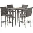 thumbnail image 1 of Noble House Colbin Ensemble de Table de Bar Carrée en Osier Brun Multi 5 Pcs pour Extérieur 32.5 Pouces, 1 of 18
