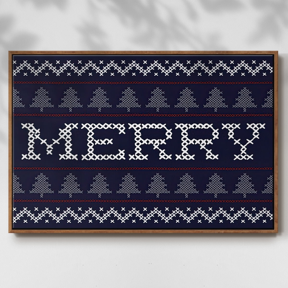 Merry Sweater - Framed Gallery Wrapped Holiday Canvas - 17 x 25 - Rosewood Frame