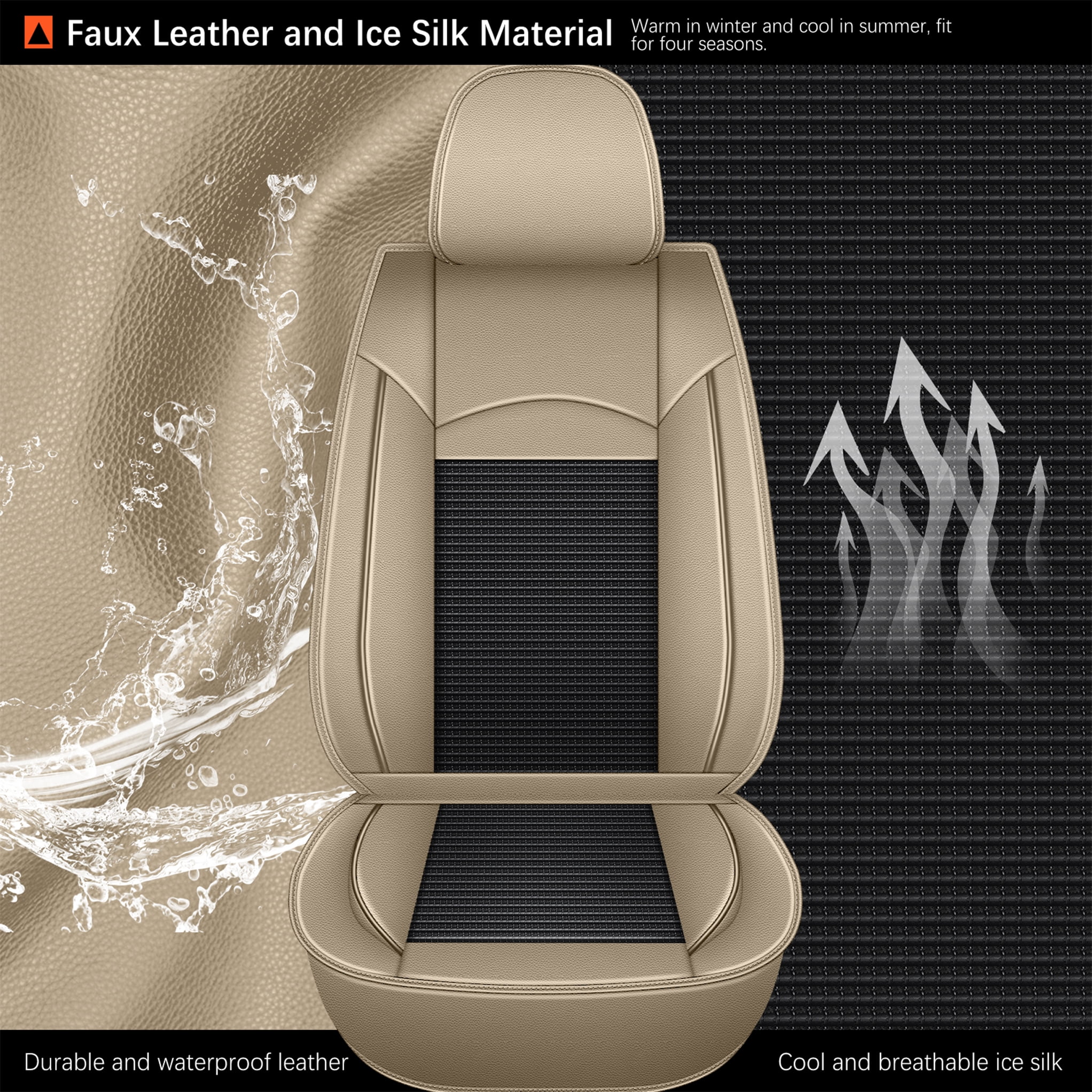 DIKSOAKR Car Seat Covers Full Set for Toyota RAV4 2013-2025 2026 Waterproof Leather Automotive Seat Covers Carseat Protector Compatible Airbag Beige,Full Set(2 Row 5 Seats)