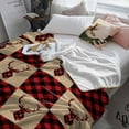 thumbnail image 3 of Winter Christmas Throw Flannel Blanket 50x60In Elk Red and Black Plaid Vintage Super Soft Cozy Bed Blanket, Lightweight Plush Fuzzy Bed Throw for Bedroom Sofa Couch Living Room, 3 of 4