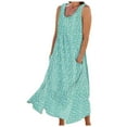 thumbnail image 1 of Robes d'Été pour Femmes en Lin Robe de Plage Décontractée Robe Midi avec Poches, 1 of 9
