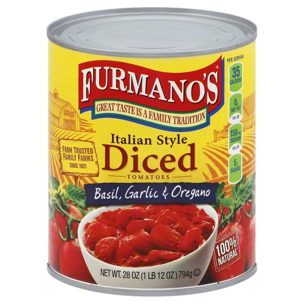 Furmano's® Italian Style Diced Tomatoes with Basil, Garlic & Oregano 28
