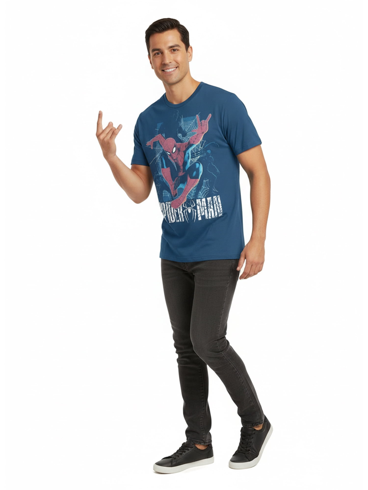 Spider-Man Men's and Big Men's Half Web Jump Graphic Tee, Sizes S-3XL