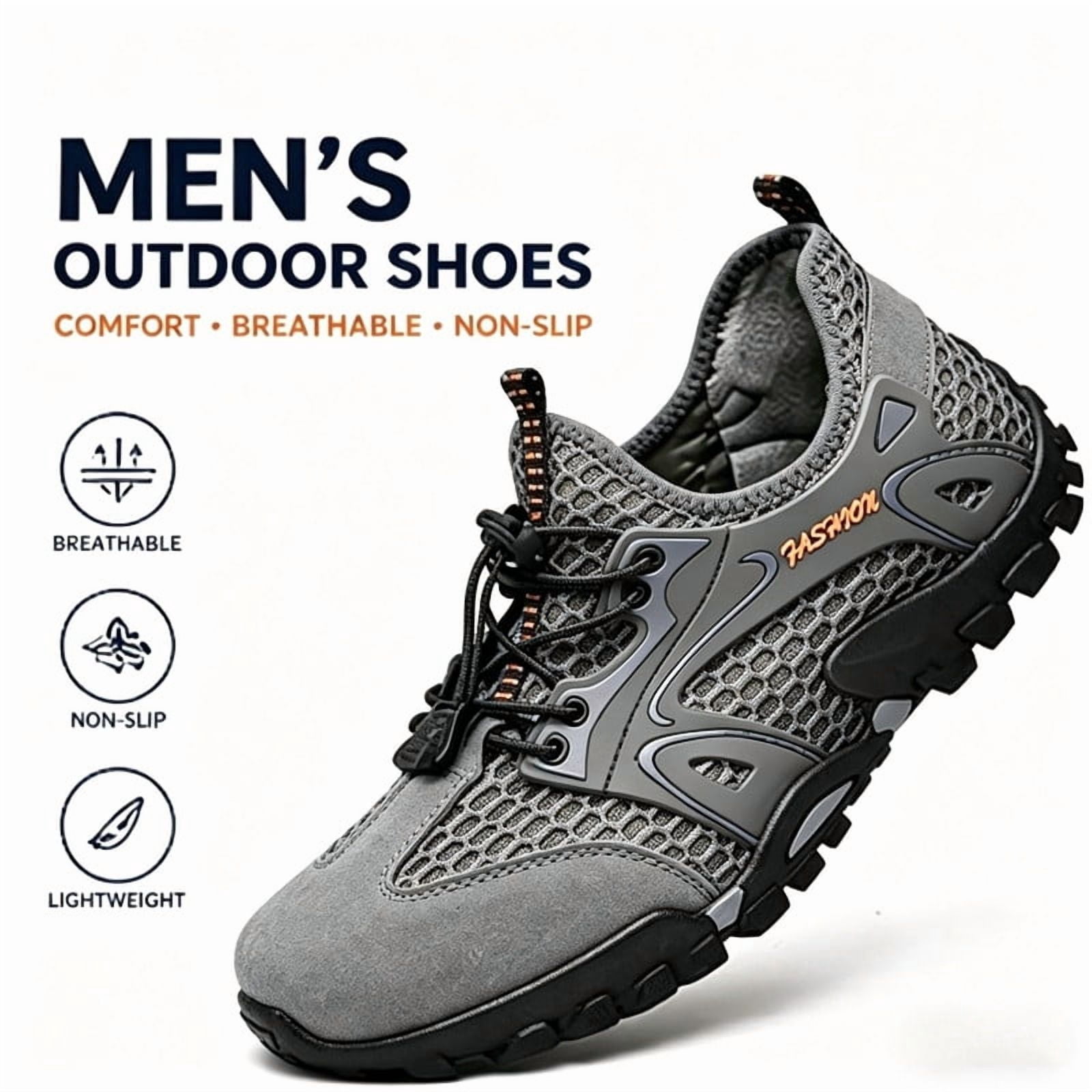CHICVOMEY Comfortable Sneakers for Men Lightweight Breathable Slip-On Hiking Shoes Non-slip Wear Resistant Outdoor Sneakers Ideal for Summer Beach and Camping