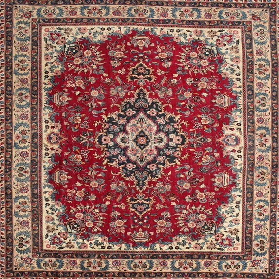 Ahgly Company Machine Washable Indoor Square Traditional Camel Brown Area Rugs, 5' Square