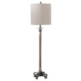 thumbnail image 3 of Maklaine Metal & Fabric Buffet Lamp with Round Shade in Antique Brass and Beige, 3 of 9