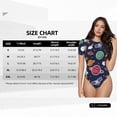thumbnail image 5 of KLL Women 's Crew Neck Bodysuit Jumpsuits Rocket Satellite Print Short onesies Stretch T Shirts, 5 of 7