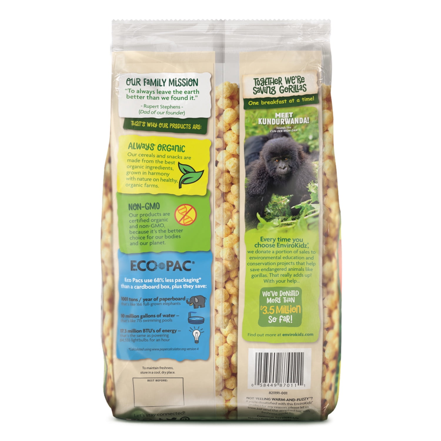 EnviroKidz Organic Gorilla Munch Breakfast Cereal, 23oz Bag (pack of 6)