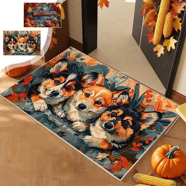 Felpudo Decorativo con Diseño de Hojas de Arce y Calabaza de Otoño para Halloween, Acción de Gracias, para Baño, Cocina, Porche, Tiras Largas