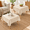 Beige-54" x 54" (Square), variant on 2 Pack 48x48 Inch Square Tablecloth Washable Beige Table Cloth