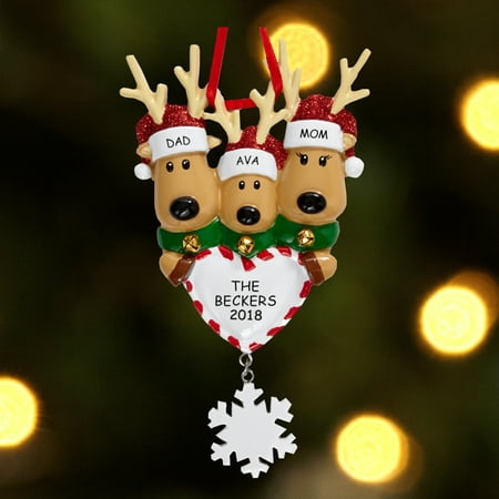 Personalized Ornament Personalized Reindeer Family Christmas Ornament - Family Choices From 2-6 People ()