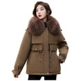 thumbnail image 2 of jsaierl Womens Winter Jacket Warm Overcoat Slim Faux Fur-Collar Zipper Thicker Coat Outwear, 2 of 9