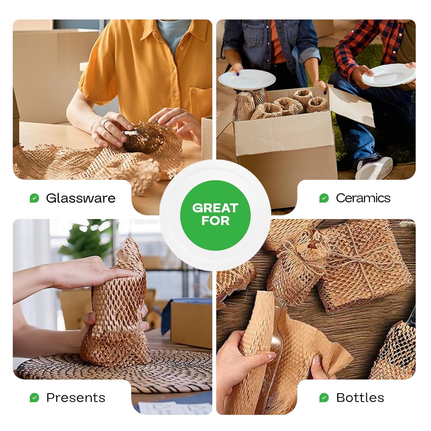 IDL Packaging 20" x 1400' Honeycomb Kraft Packing Paper Roll – Eco-Friendly USA-Made Wrap for Shipping, Moving & Storage
