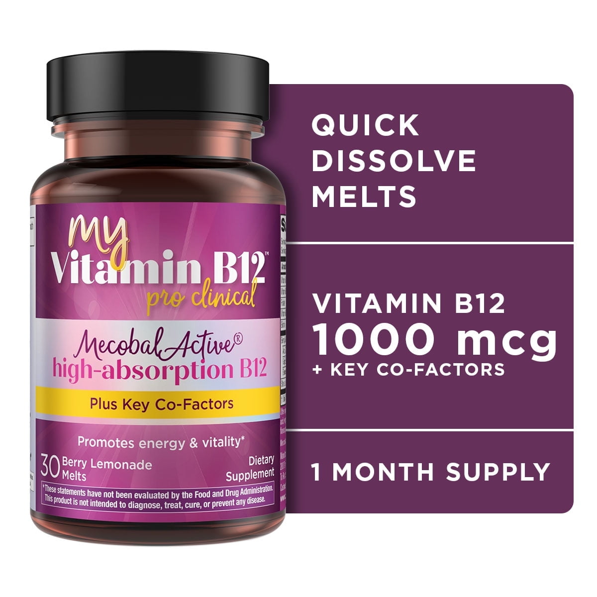 Myvitamin B-12 ProClinical Melt 30 Tablet Melts Methylcobalamin, B6, D3, Folic Acid, Biotin, 5640 Myvitamin B-12 ProClinical Melt 30 Tablet Melts Methylcobalamin, B6, D3, Folic Acid, Biotin, 5640