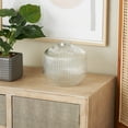 thumbnail image 2 of DecMode 8" Short Round Ribbed Fluted Glass Vase, 2 of 13