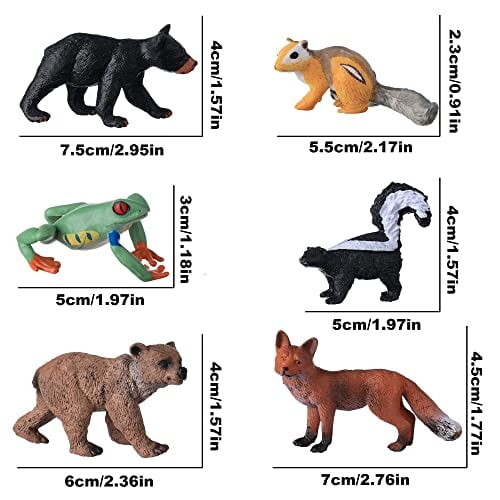 Figuras de animales pequeños Flormoon 16 piezas de animales de bosque realistas