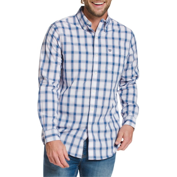 Chaps Men's Easy Care Sustainable Long Sleeve Button Down Shirt With ...
