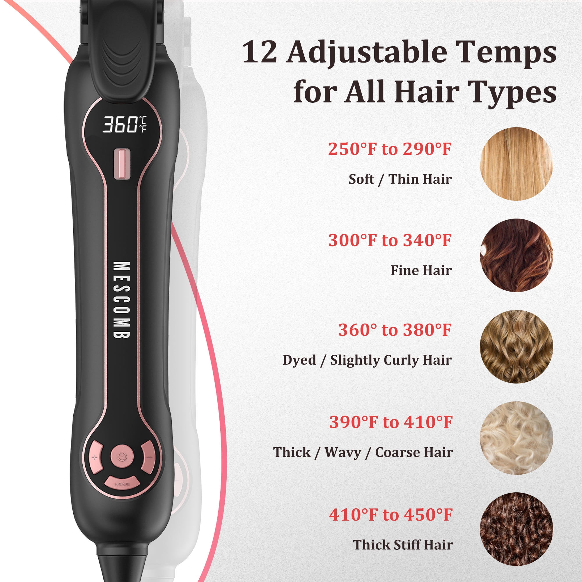 RACCOMB Automatic Rotating Curling Iron 1 inch, Fast Hair Styling, Dual Voltage, 12 Heat Setting for Lasting Beach Waves