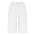 thumbnail image 6 of aidice Cotton Linen Shorts for Women Summer Lightweight Drawstring Elastic Waisted Casual Cropped Pants, 6 of 9