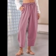 thumbnail image 3 of Pantalones Rectos Holgados e Informales de Algodón y , Color Rosa y , Talla XXXL, 3 of 5