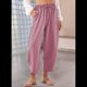 thumbnail image 3 of Pantalones Rectos Holgados e Informales de Algodón y , Color Rosa y , Talla S, 3 of 5