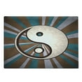 thumbnail image 1 of Ying Yang Cutting Board, Grungy Retro Striped Sunburst Pattern Hippie Style Culture Boho Print, Decorative Tempered Glass Cutting and Serving Board, Large Size, Brown White Blue, by Ambesonne, 1 of 1