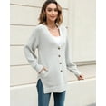 thumbnail image 6 of Charmo Side Split Cardigan Sweaters for Womens Long Sleeve V Neck Button Knit Sweater with Pockets, 6 of 7