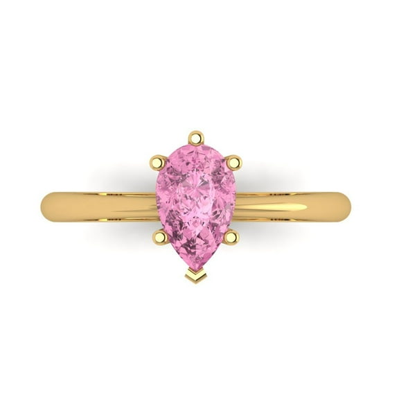 Clara Pucci 14K Yellow Gold 1ct Pink Solitaire Ring for Women