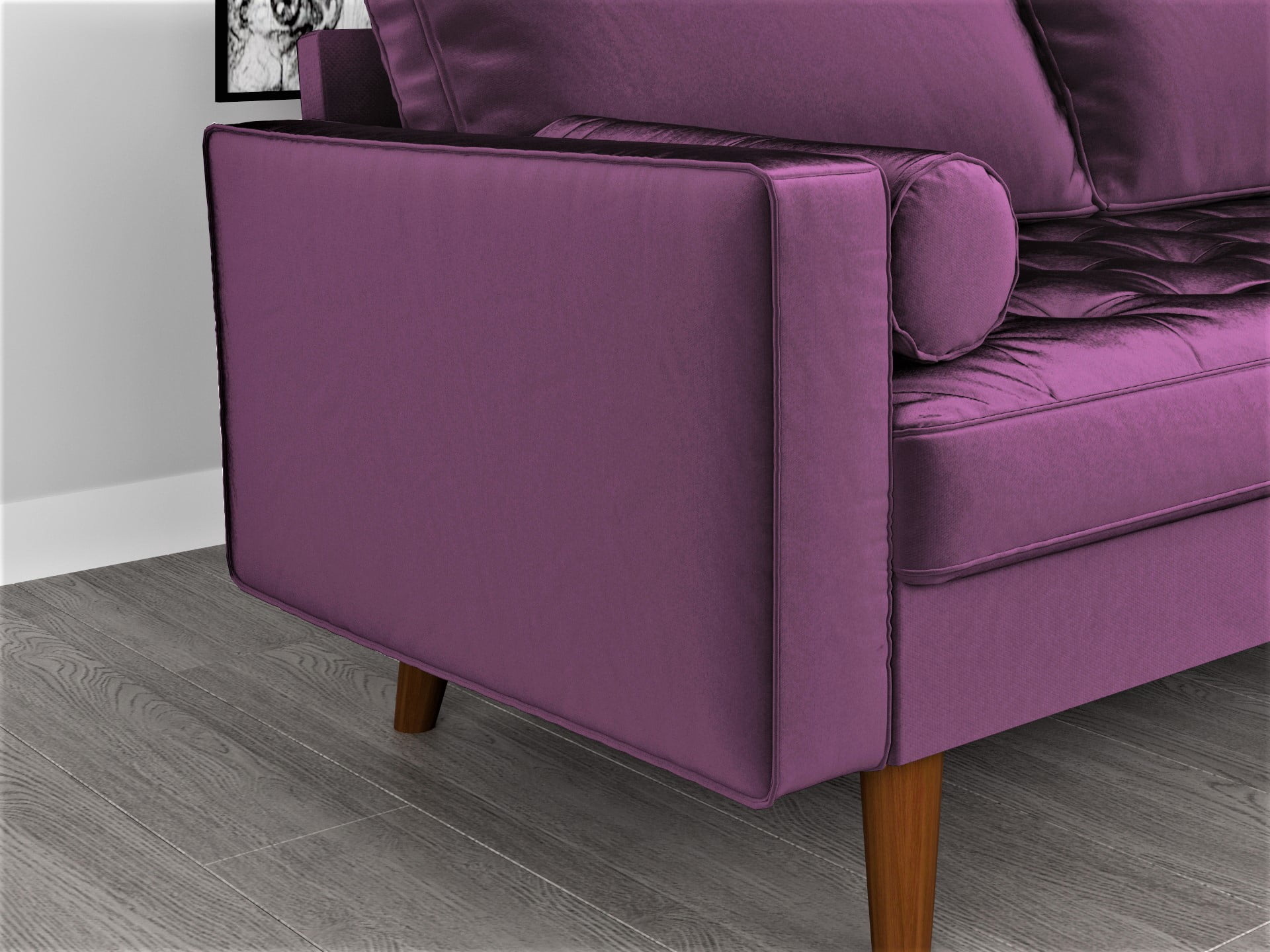 US Pride Furniture Mac Velvet 58'' Square Arm Loveseat, Eggplant