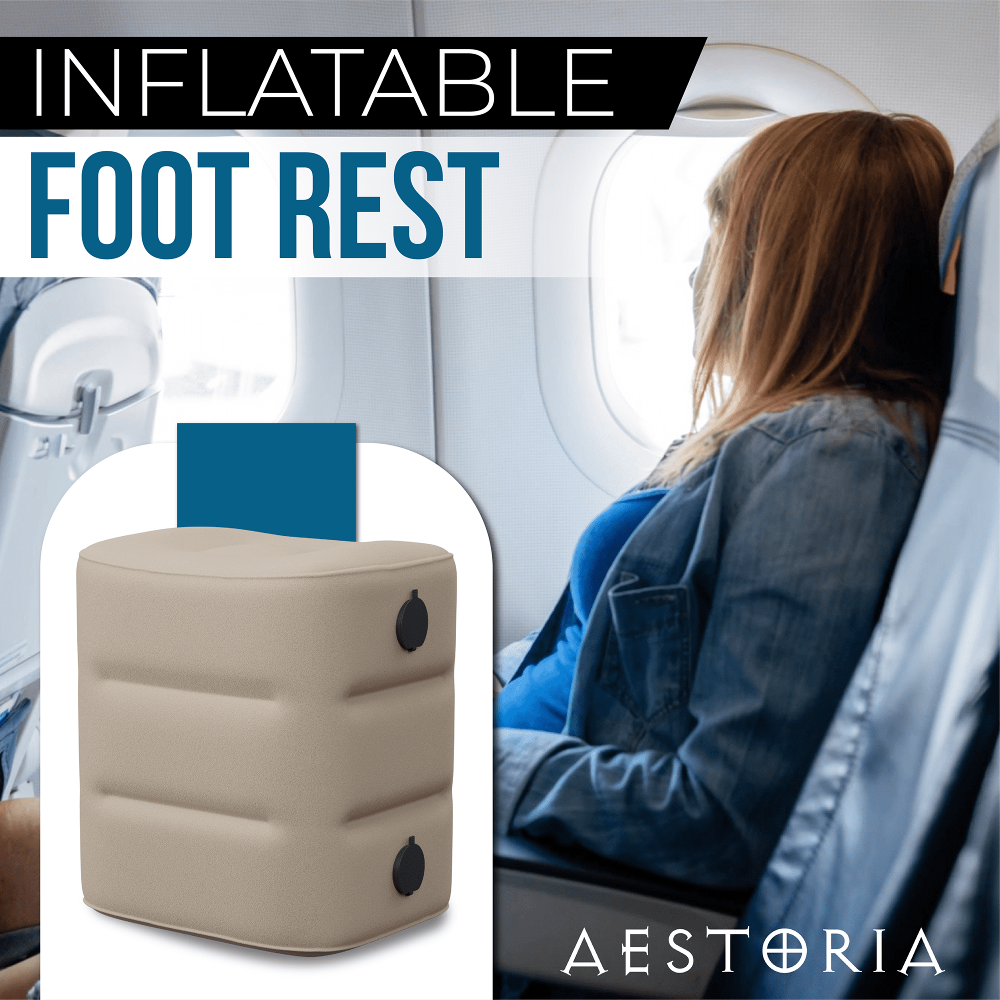SITP17 Carry on Inflatable Foot Rest Pillow with Packsack
