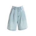 thumbnail image 3 of LINGLANG Women's Summer Shorts High Waisted Wide Leg Casual Straight Cut Denim Shorts Daily Wear Outing And Dinner Tencel Thin Lightweight Shorts, 3 of 4