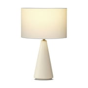 Brightech Nathaniel 20" Cement LED Table Lamp - Sleek Minimalist Design with Cream Cotton Drum Shade - Eco-Friendly, Energy-Efficient Light for Urban and Coastal Decor