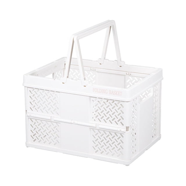 Dorm Organizers and Storage Foldable Bins with Handle, Stackable Plastic Storage Containers 12.2x9x8.2In, Plastic Storage Bins for Closet Laundry Kitchen