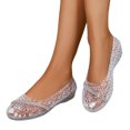 thumbnail image 3 of HOWPAY Summer Sandals Women Closed Toe Hollow out Non- on Clear Jelly Shoes Casual Comfortable Beach Vacation Ballet Flats White 38, 3 of 9