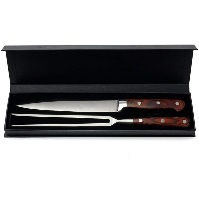 Meat Fork Knife Forged Carving High Carbon Steel Wood Handle Table