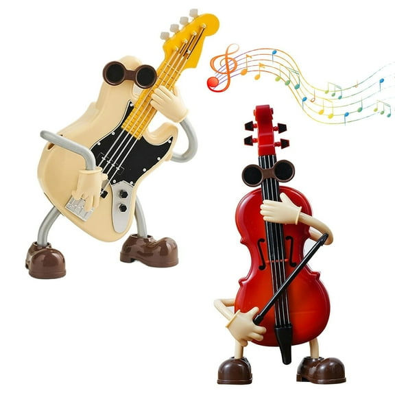 8-Inch Red Violin and Guitar Music Box, Musical Decorative Piece with Handcrafted Design for Home Display