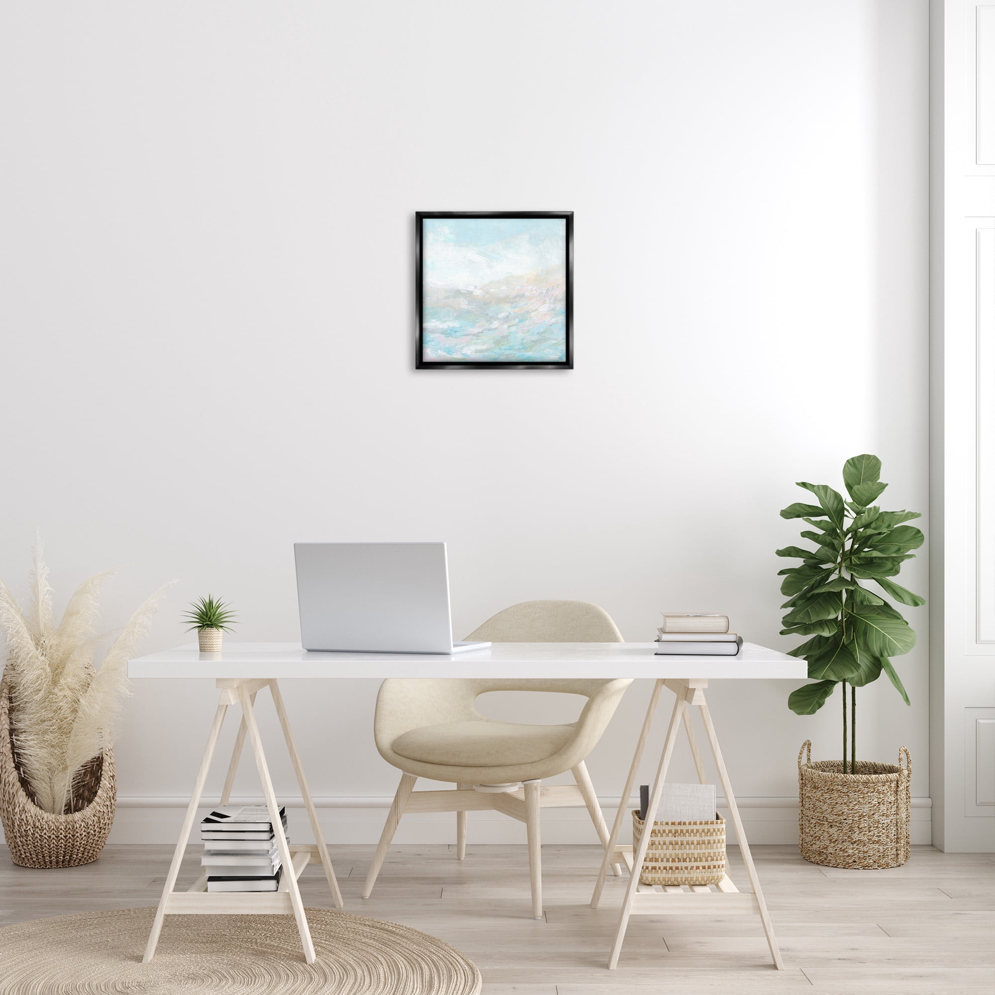 Stupell Industries Nautical Abstract Seascape Abstract Painting Black Floater Framed Canvas Art Print Wall Art, 18 x 18