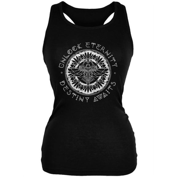 Destiny Awaits Egyptian Scarab Distress Juniors Soft Tank Top Black 2XL