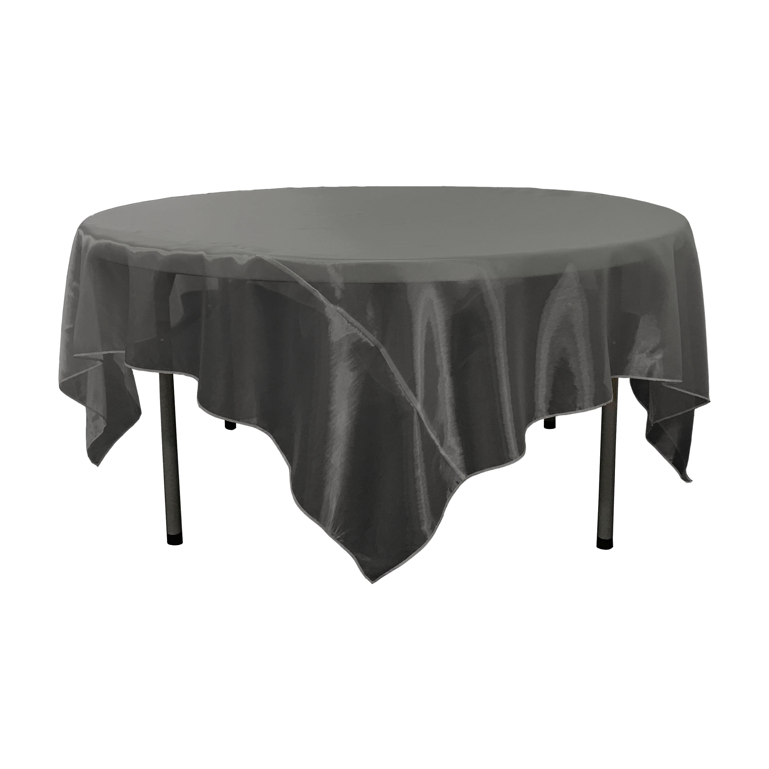 La Linen Sheer Mirror Organza Square Tablecloth 72 By 72 Inch Black Walmart Com Walmart Com