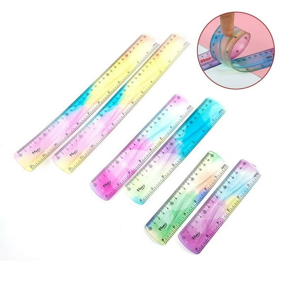 Colourful Student Flexible Ruler Inch Metric 30cm/12Inch 20cm/8Inch 15cm/6Inch