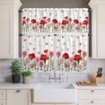 thumbnail image 3 of Kitchen Window Curtains Valance and Tier Set, Watercolor Pink Red Carnations Rod Pocket Tier Curtain Valance Set, Country Floral Art Light Filtering Cafe Curtains for Bedroom Living Room, 3 of 9