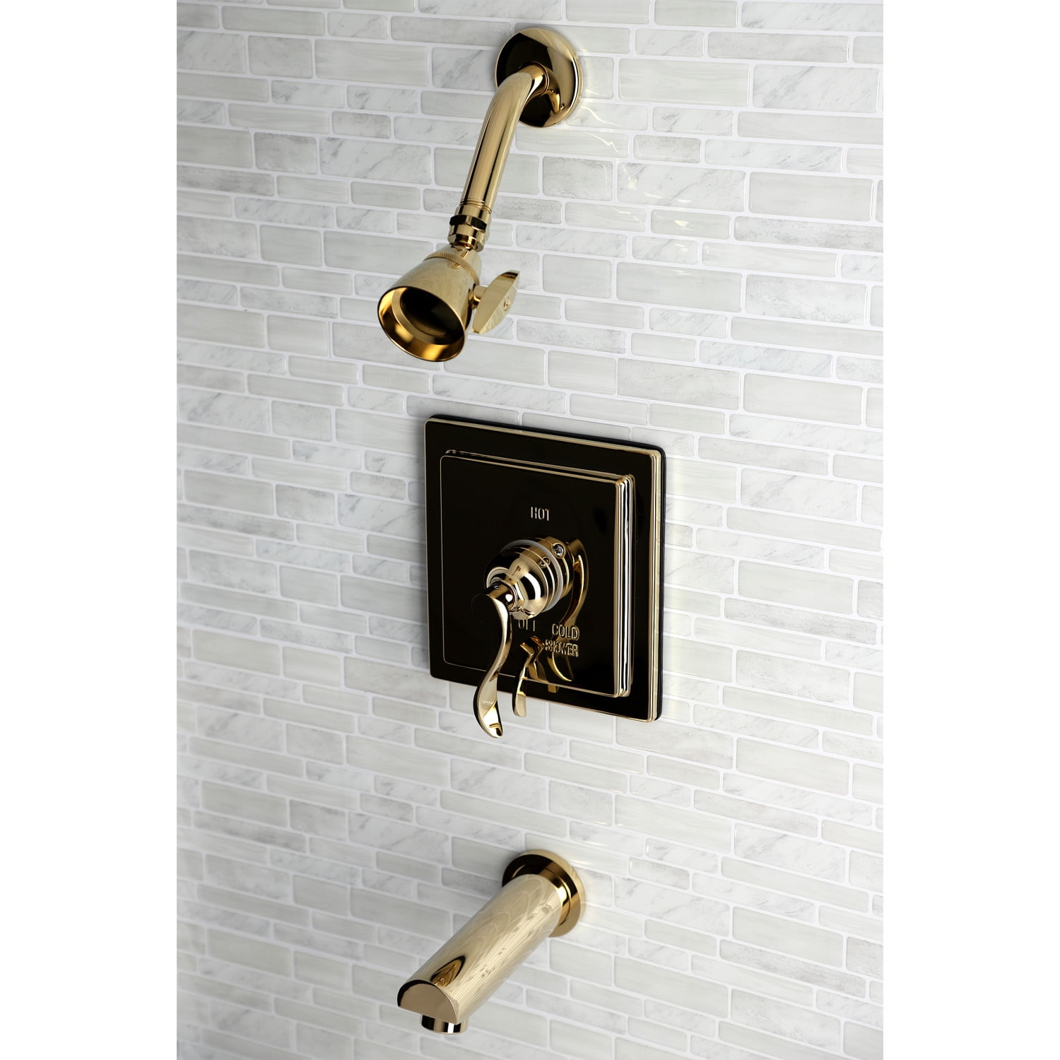 Kingston Brass KB86520DFL Tub and Shower Faucet, Polished Brass