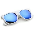 thumbnail image 5 of zeroUV Unisex Modern Super Flat-Top Wide Temple Colored Mirror Lens Horn Rimmed Sunglasses 55mm (Shiny White / Blue Mirror) - 55mm, 5 of 5